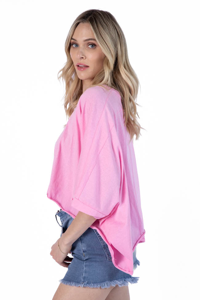 Great Days Ahead Pink Asymmetrical Hem Tee SALE