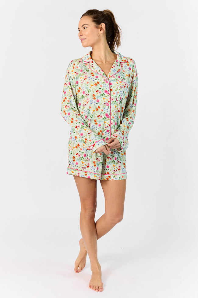 Good To Get Away Botanical Floral Long Sleeve Pajama Top SALE