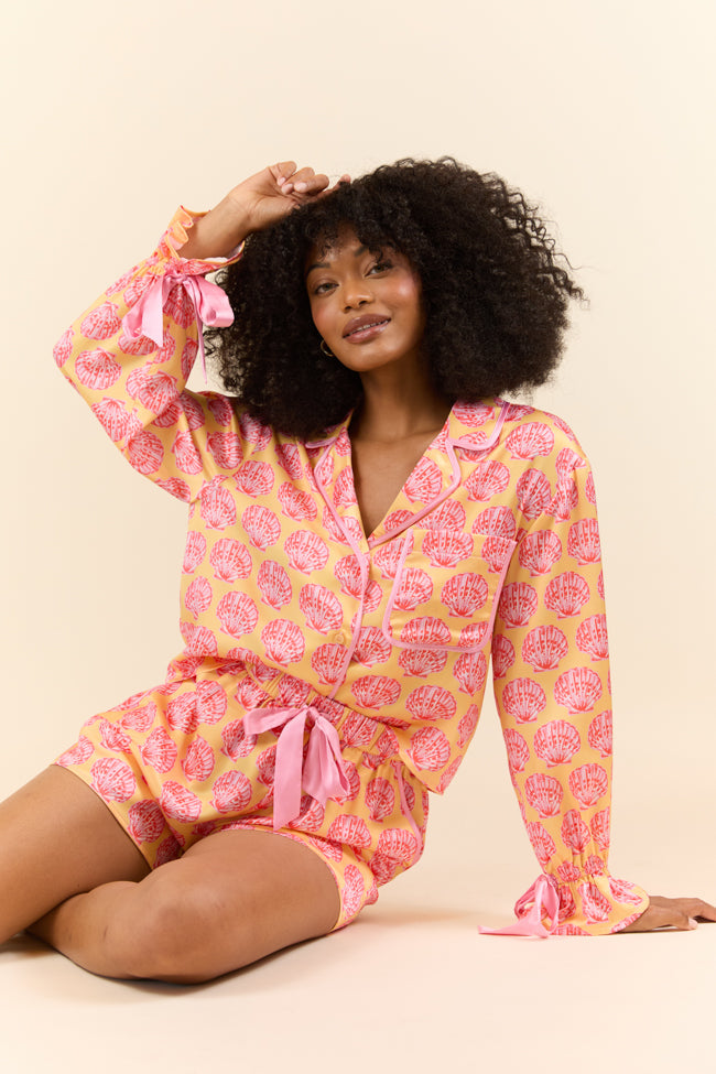 Seashell Serenity Satin Pajama Top SALE