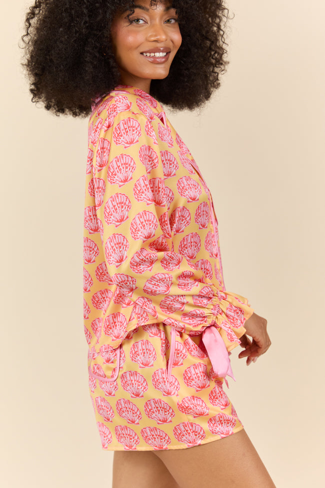 Seashell Serenity Satin Pajama Top SALE