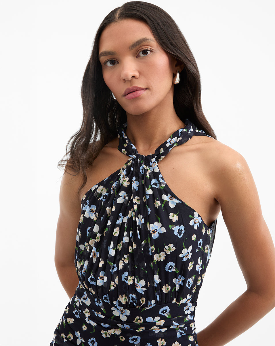 Brock Silk Ruched Midi Dress
