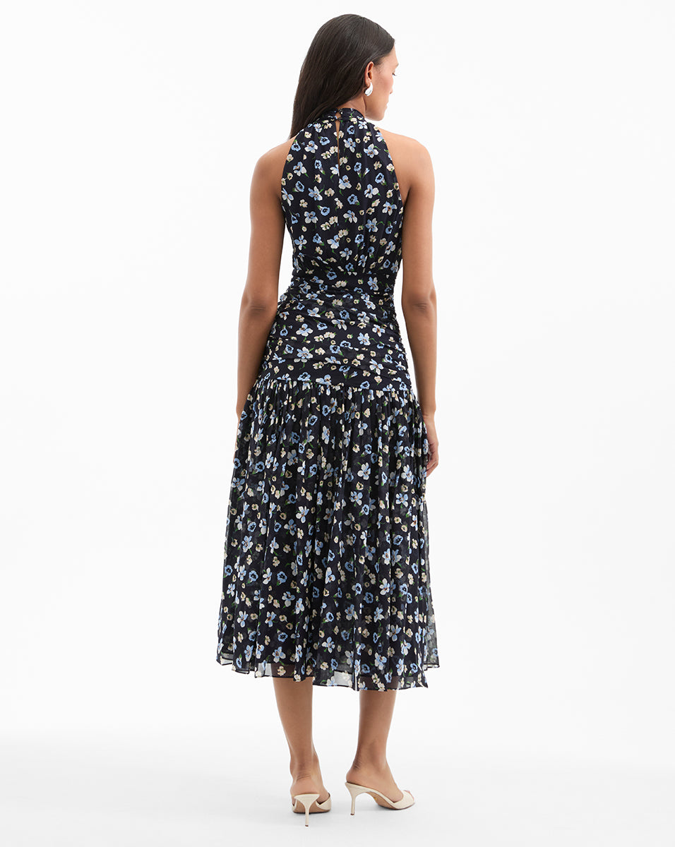 Brock Silk Ruched Midi Dress