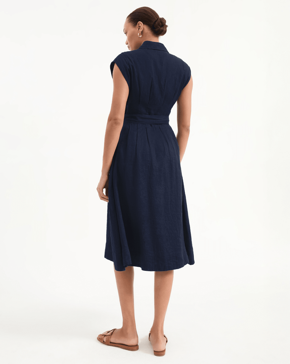 Loreta Belted Linen Dress