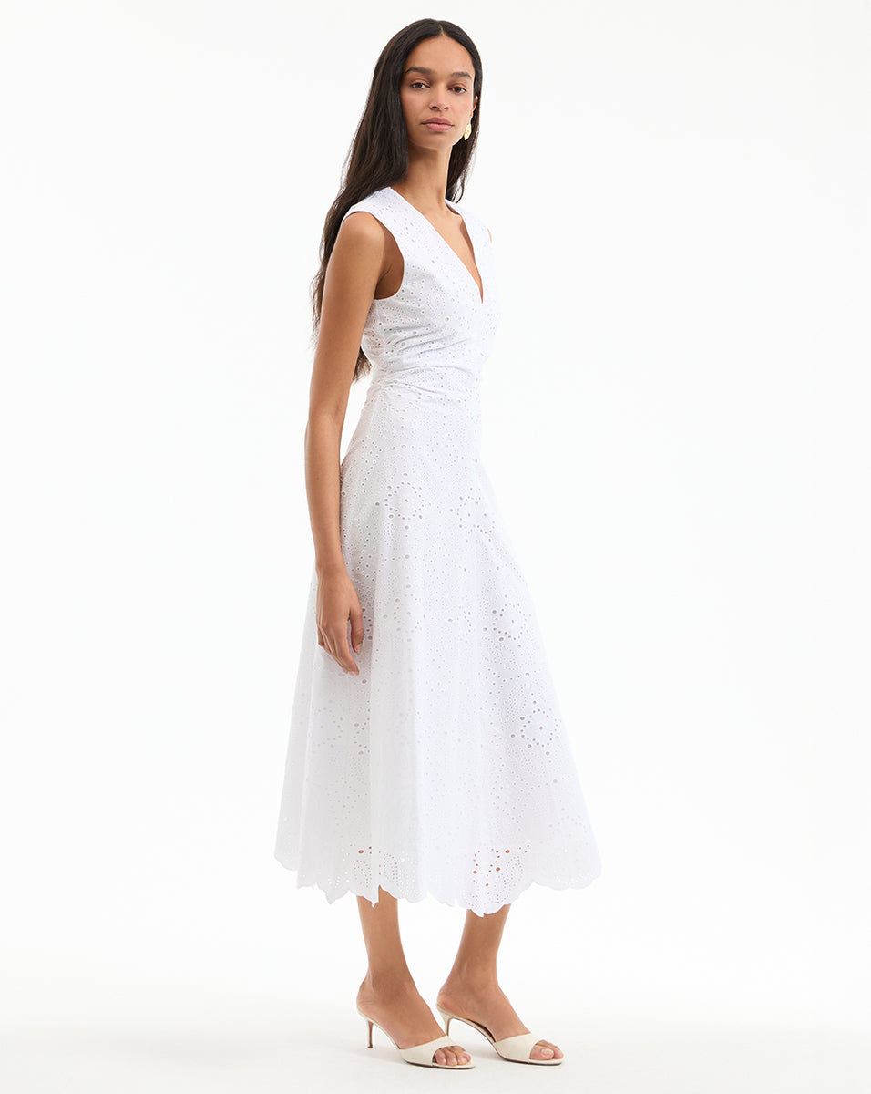 Aven Eyelet Midi Dress