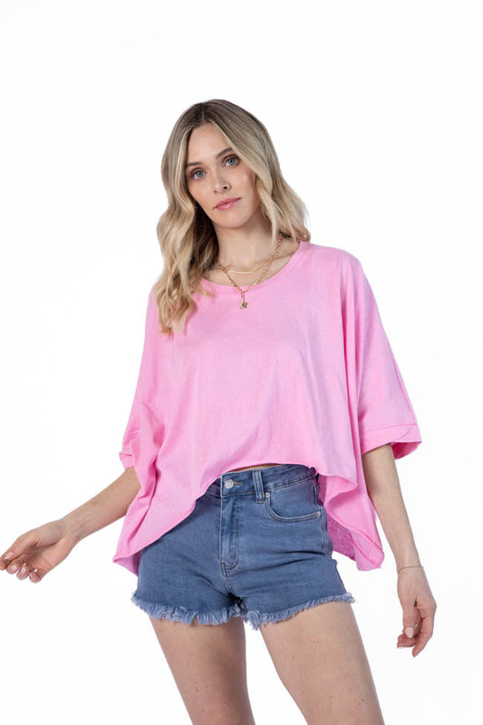 Great Days Ahead Pink Asymmetrical Hem Tee SALE