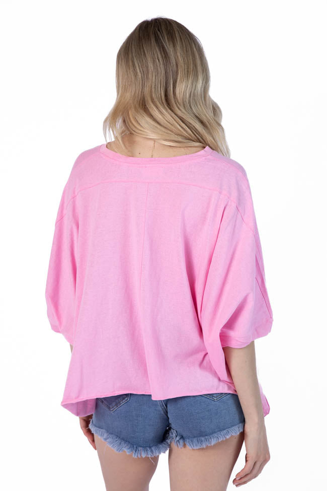 Great Days Ahead Pink Asymmetrical Hem Tee SALE