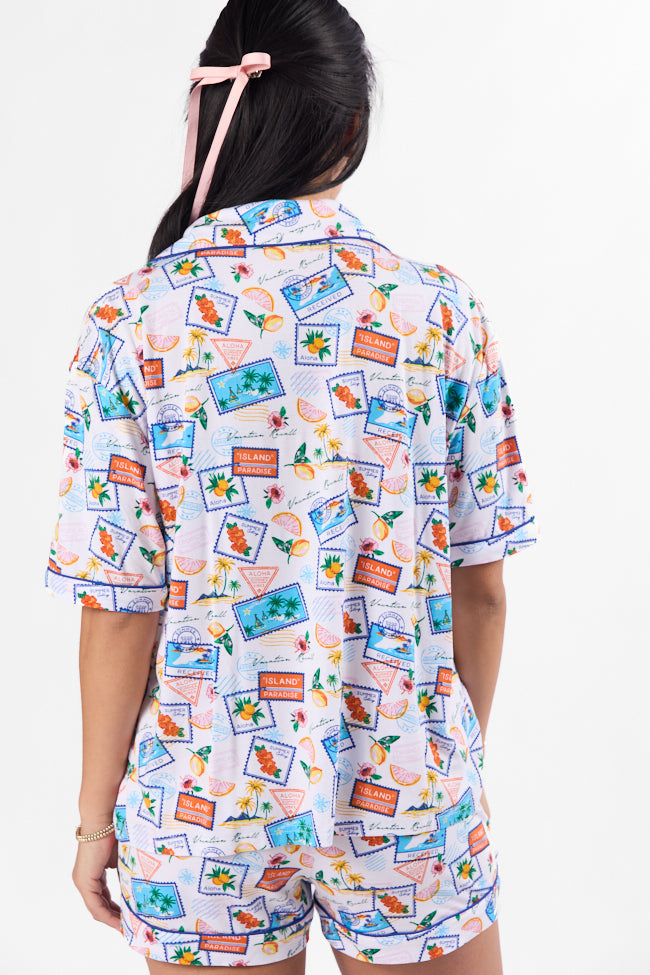 Under the Stars Postcards Short Sleeve Pajama Top SALE