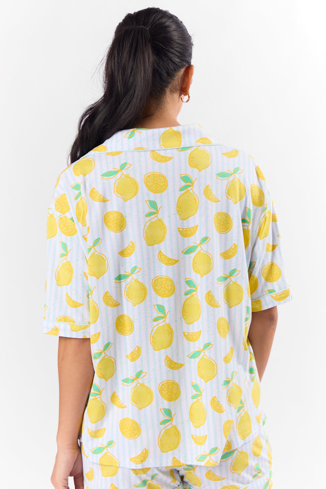 Under the Stars Lemon Print Short Sleeve Pajama Top