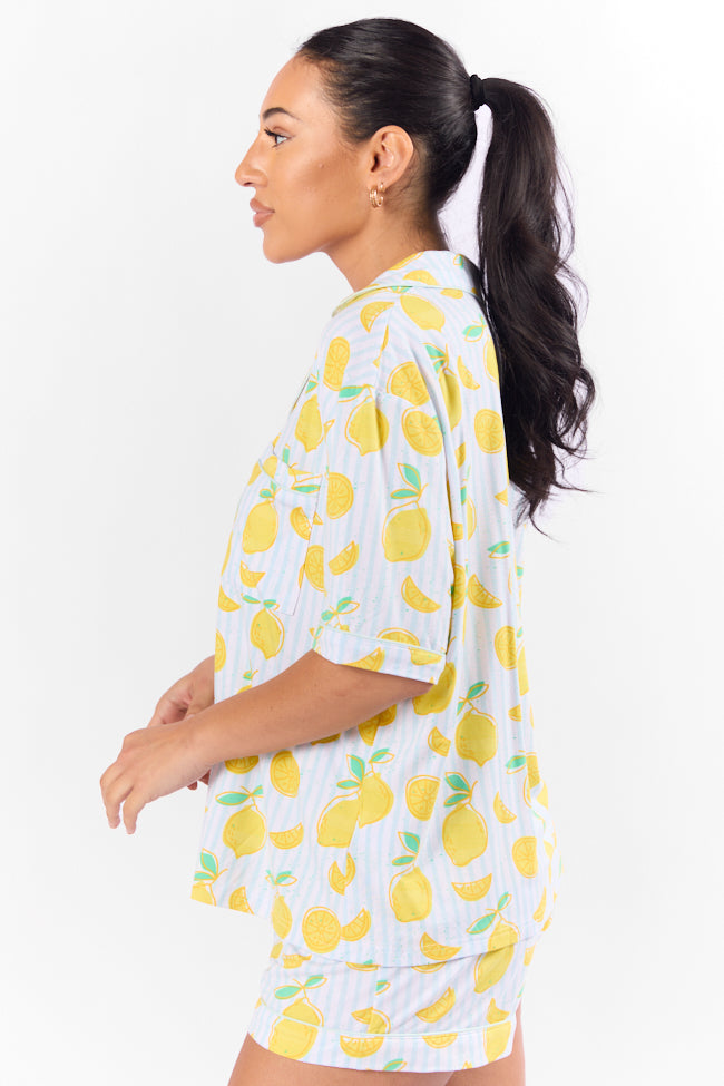 Under the Stars Lemon Print Short Sleeve Pajama Top
