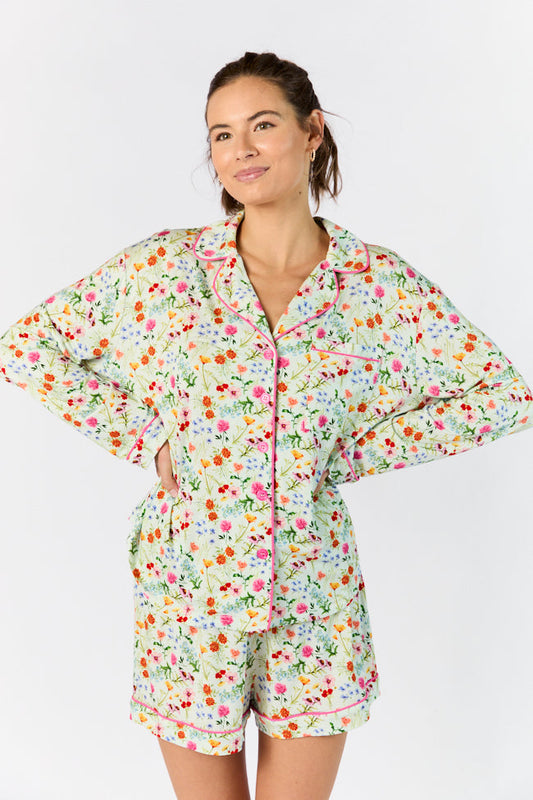 Good To Get Away Botanical Floral Long Sleeve Pajama Top SALE