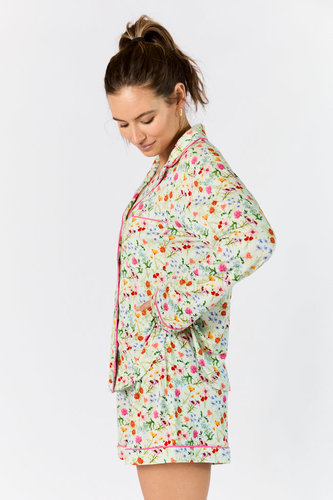 Good To Get Away Botanical Floral Long Sleeve Pajama Top SALE
