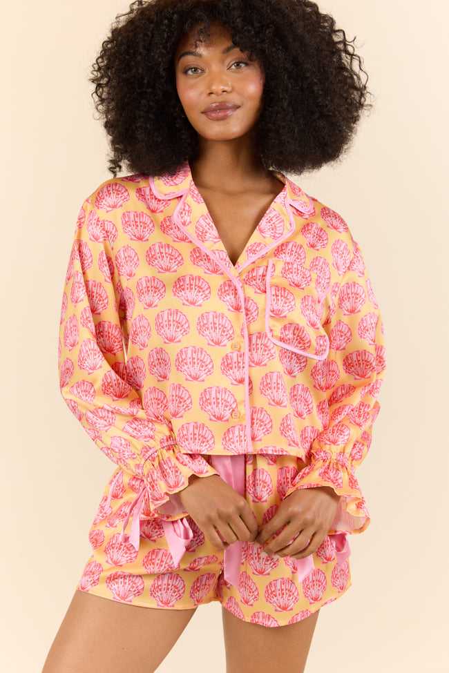 Seashell Serenity Satin Pajama Top SALE