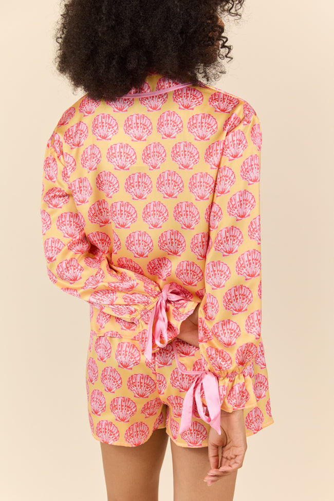 Seashell Serenity Satin Pajama Top SALE