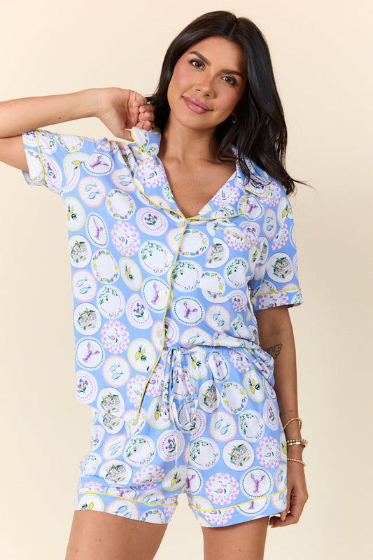 Under The Stars Decorative Plate Print Bamboo Pajama Top SALE