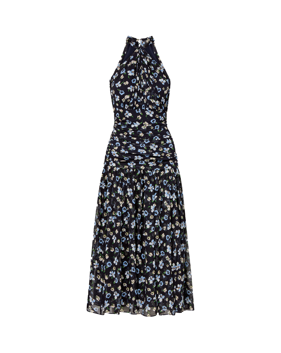 Brock Silk Ruched Midi Dress