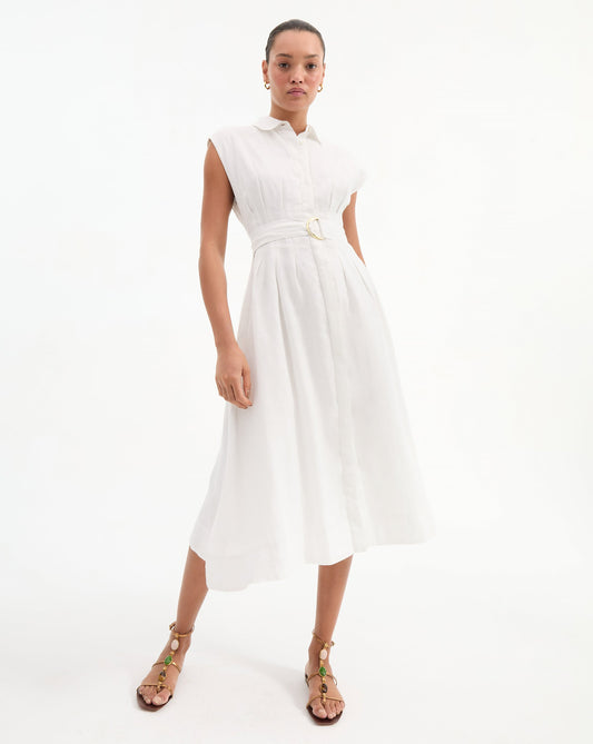 Loreta Belted Linen Dress
