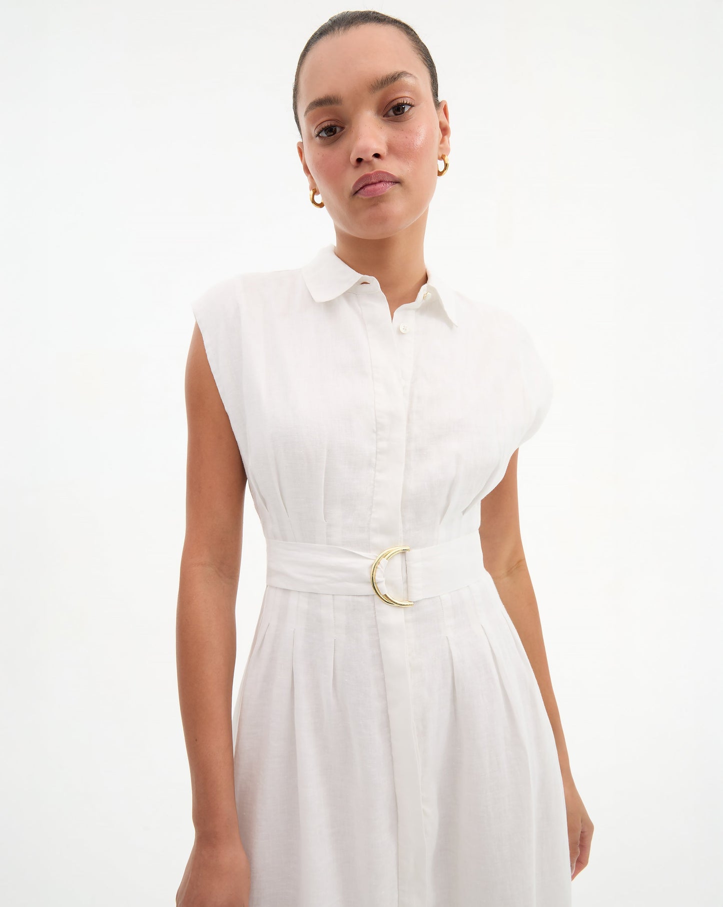Loreta Belted Linen Dress