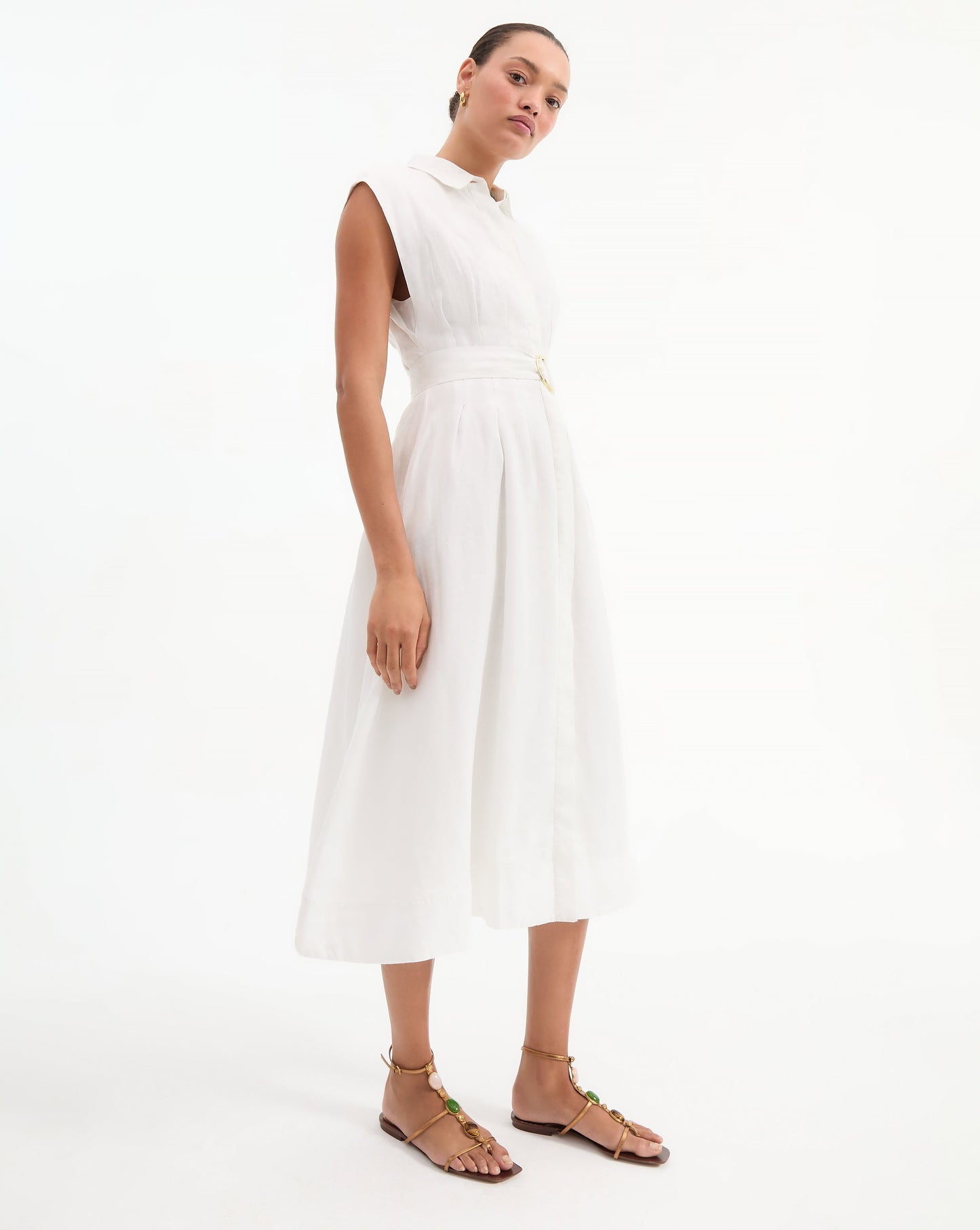 Loreta Belted Linen Dress