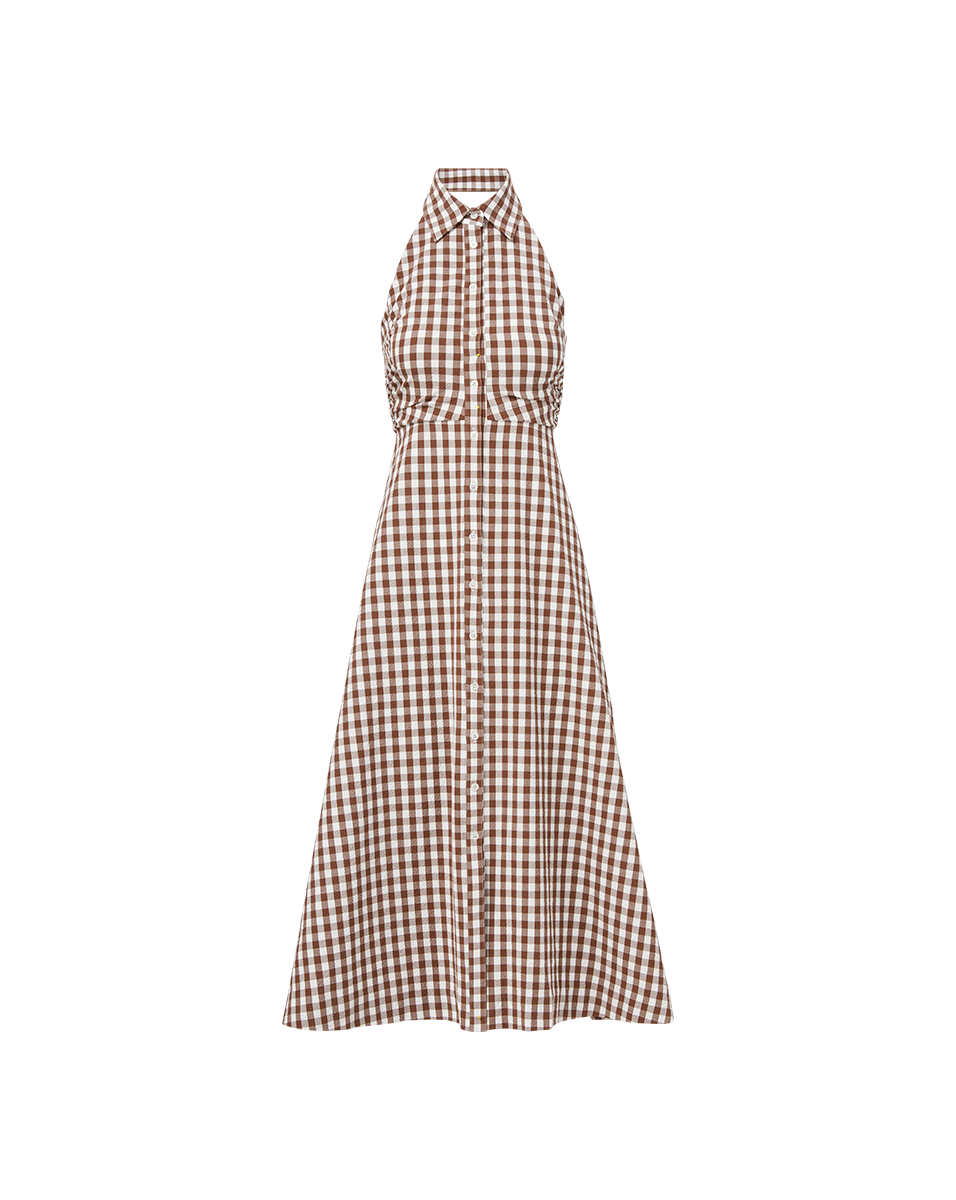 Mackey Gingham Seersucker Halter Dress