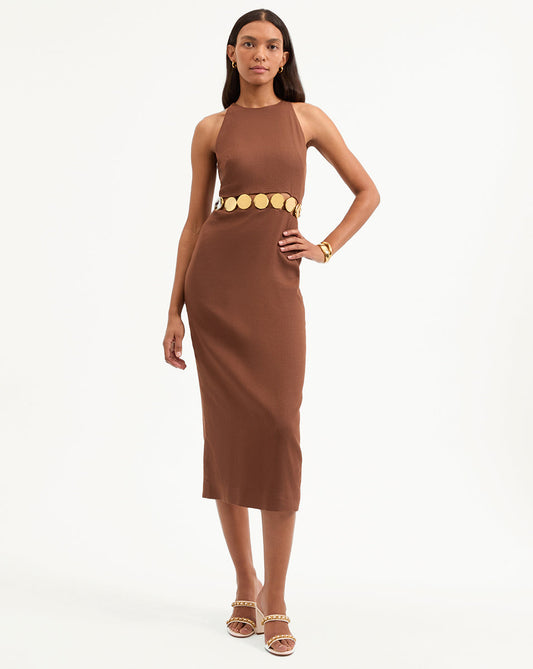 Isla Stretch-Linen Medallion Dress