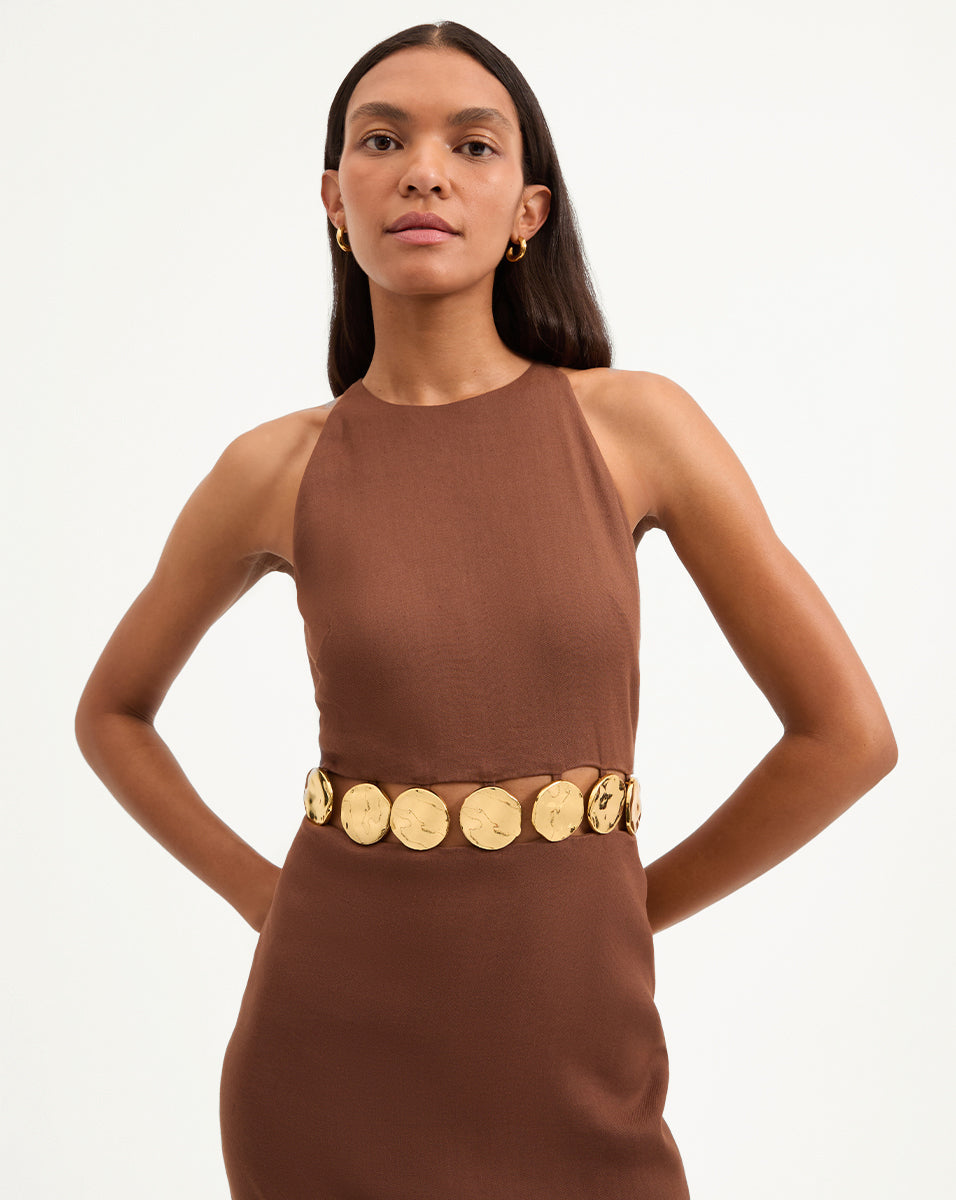 Isla Stretch-Linen Medallion Dress