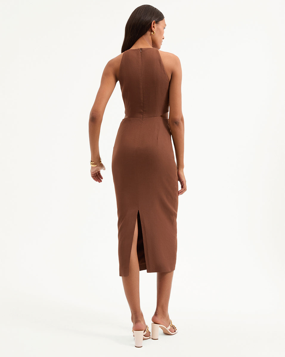Isla Stretch-Linen Medallion Dress