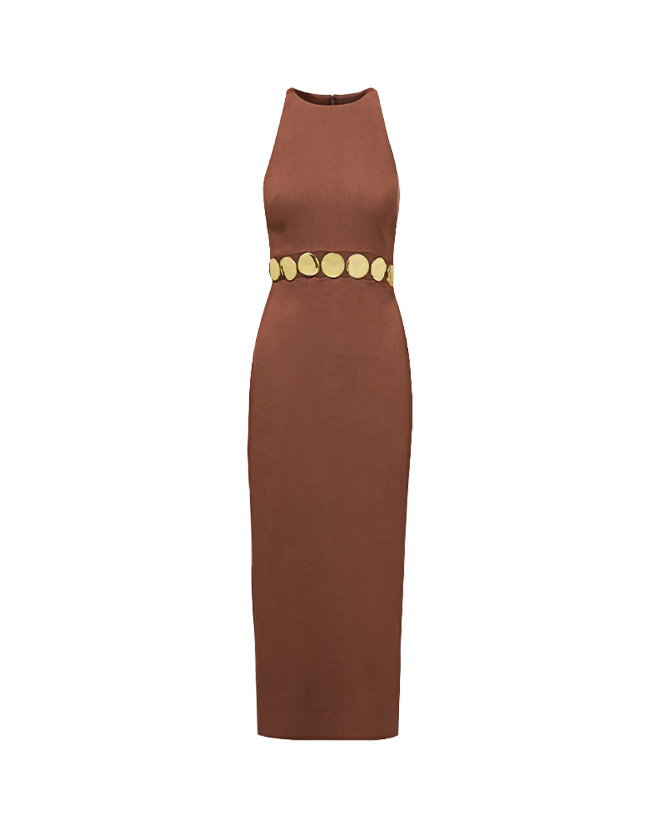 Isla Stretch-Linen Medallion Dress